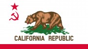 California state flag communist socialist hammer sickle symbol bear pile of money
